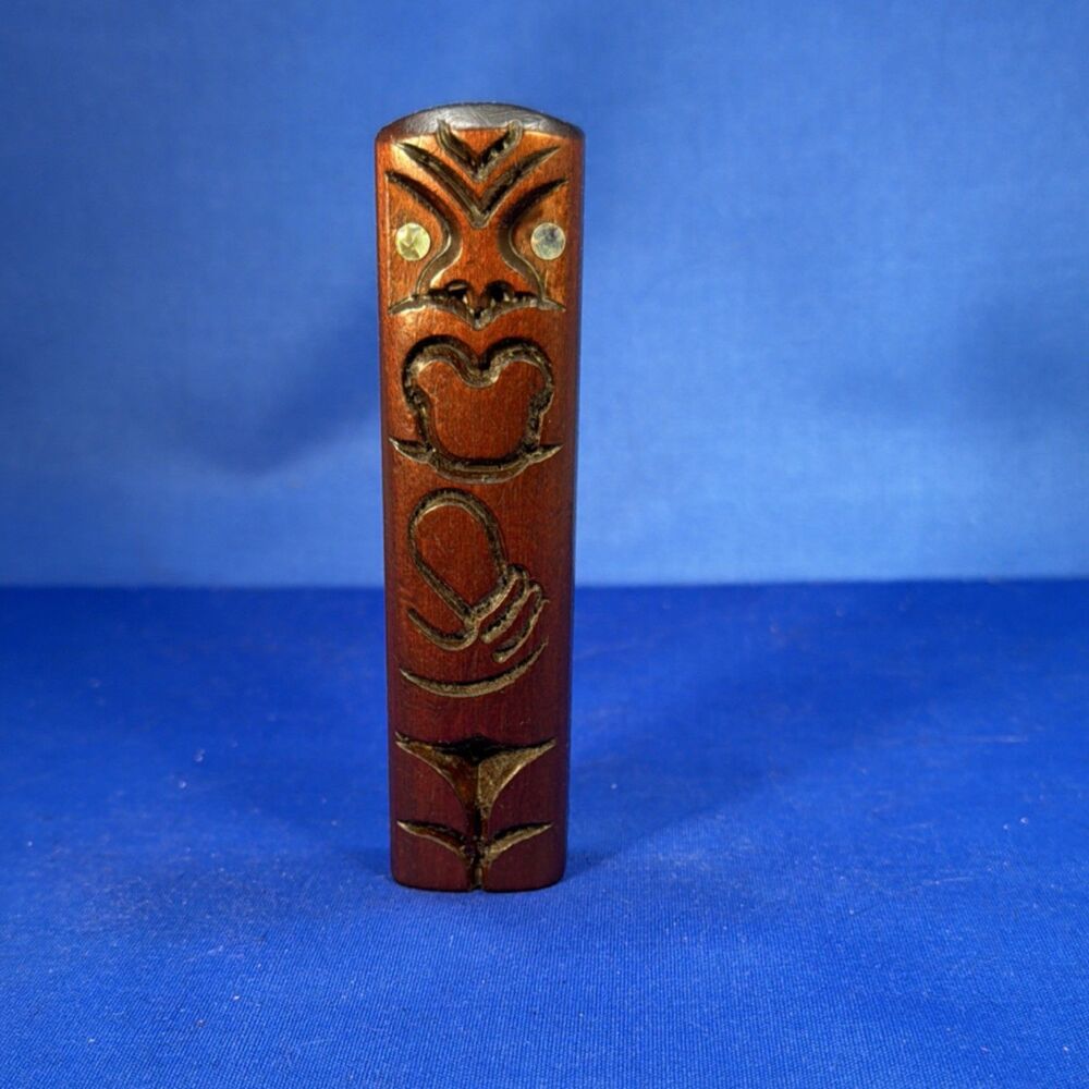 Handmade Carved Wooden New Zealand Tiki Figure